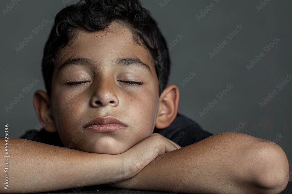 Young boy sleeping peacefully with eyes closed Young boy sleeping peacefully with eyes closed