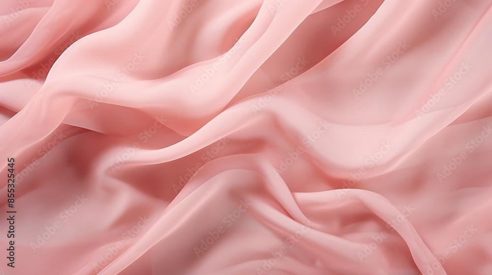 Obraz premium Pink silk fabric with soft waves.