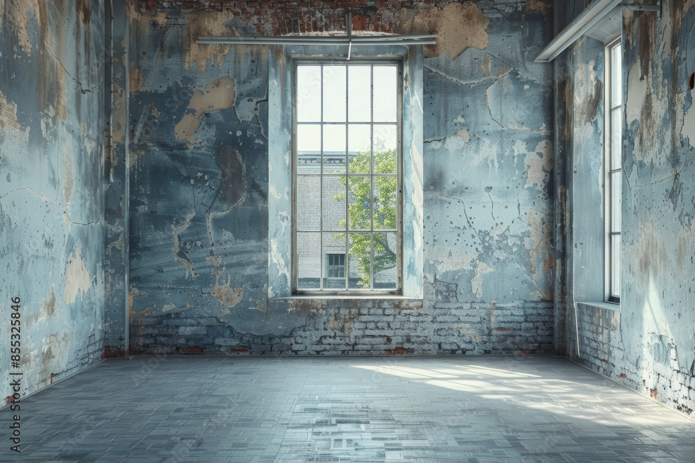 Abandoned Gray Room with Window Abandoned Gray Room with Window