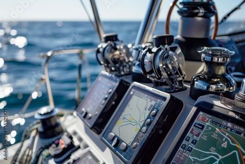 Advanced Navigation Equipment on Sailboat for Modern Sailing Races and Open Sea Navigation photo