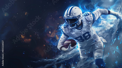 American football player on space background