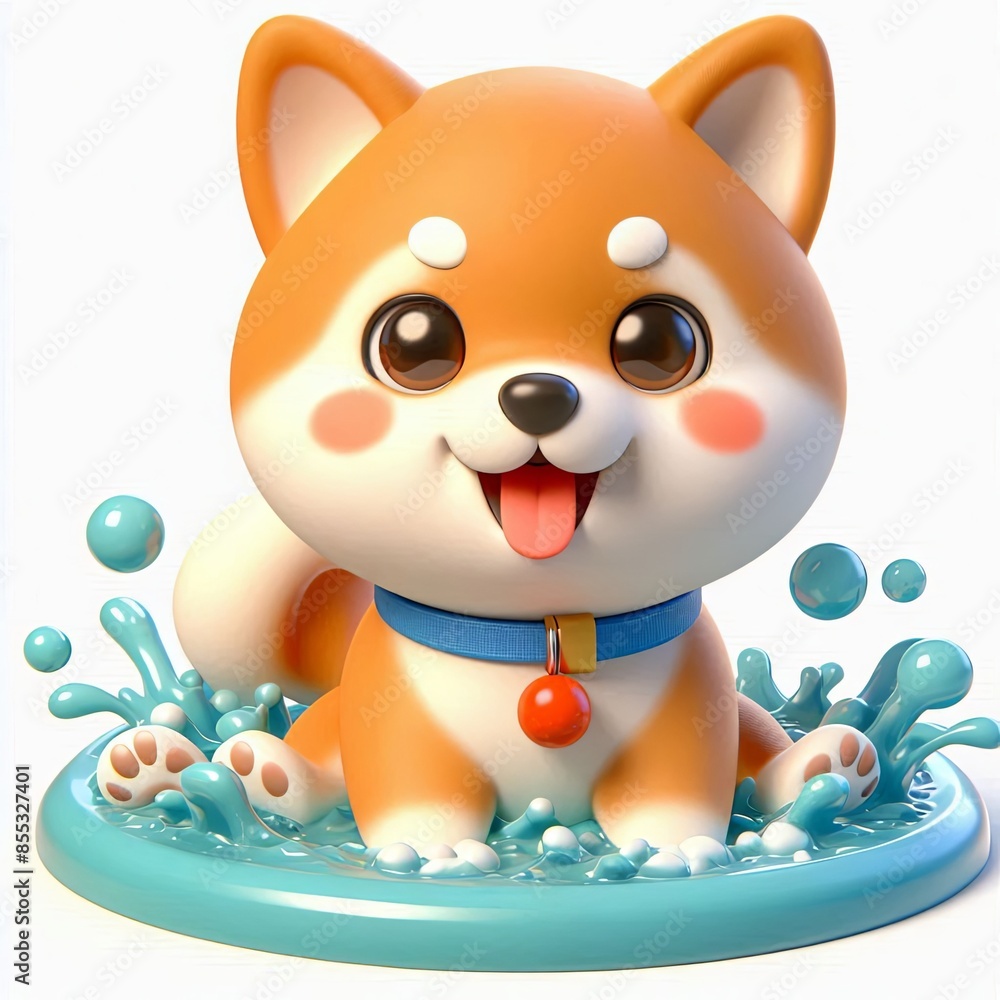 cute shiba inu in water cartoon 3d Generative AI cute shiba inu in water cartoon 3d Generative AI