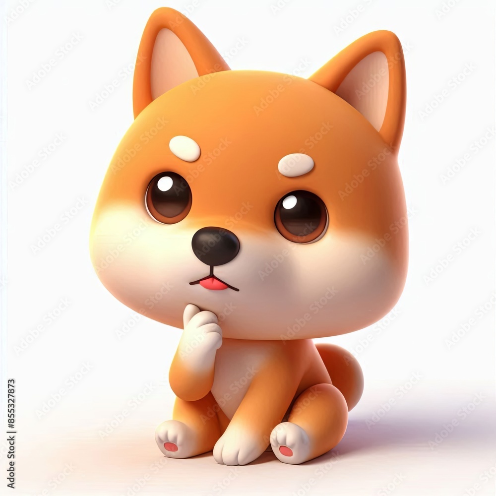 cute shiba inu dog thinking cartoon 3d Generative AI cute shiba inu dog thinking cartoon 3d Generative AI