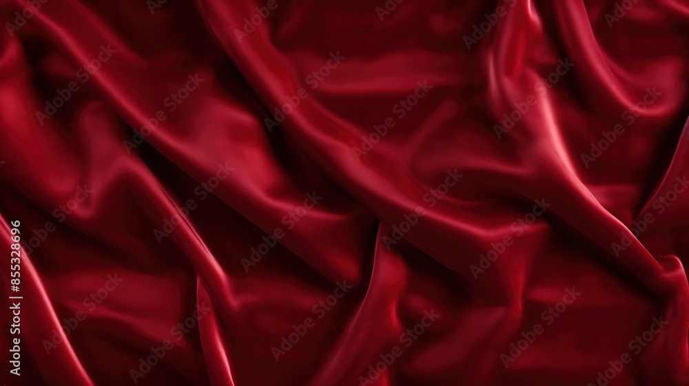 Red crumpled silk fabric, close-up. Soft and smooth texture. Red crumpled silk fabric, close-up. Soft and smooth texture.