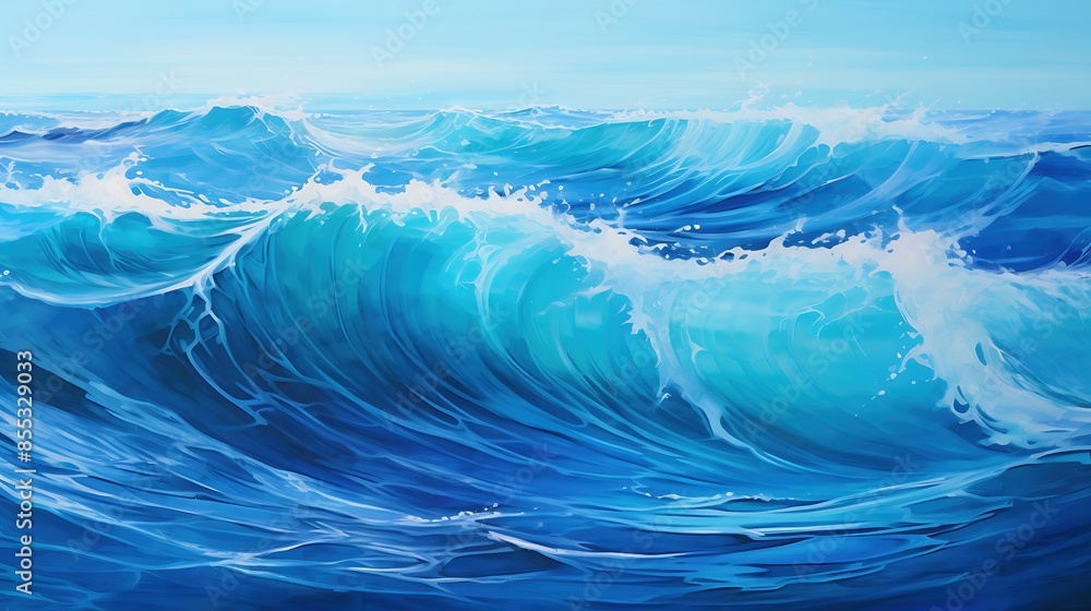 The deep blue sea is depicted in this picture. The waves are huge and look very powerful. The deep blue sea is depicted in this picture. The waves are huge and look very powerful.