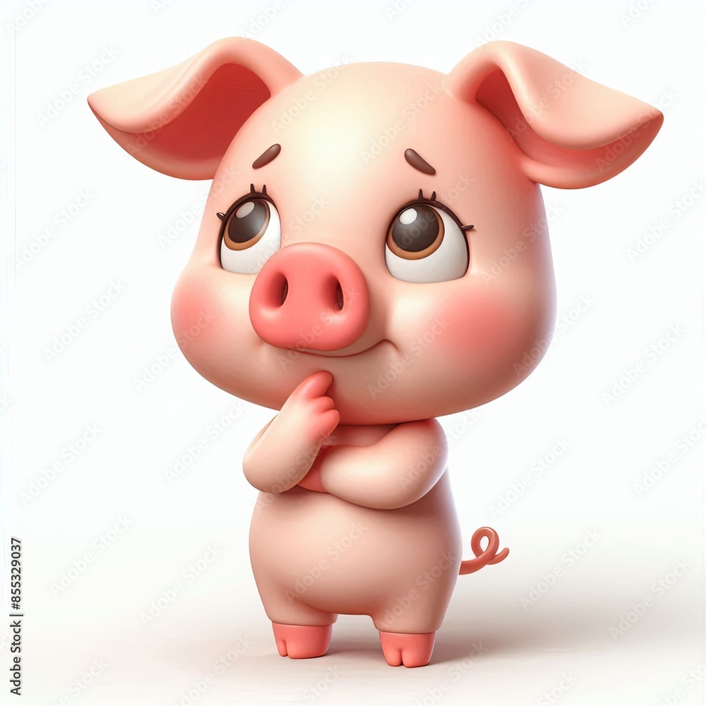 cute pig thinking cartoon 3d Generative AI cute pig thinking cartoon 3d Generative AI