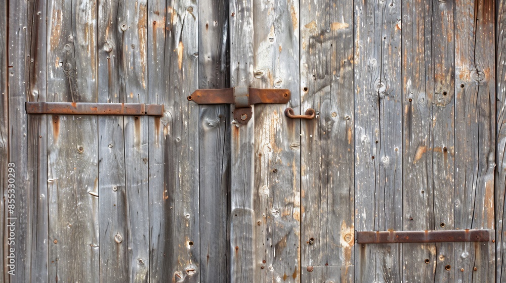 A close-up of an old barn door with rich wood grain patterns, weathered by time and elements, creating a rustic charm A close-up of an old barn door with rich wood grain patterns, weathered by time and elements, creating a rustic charm