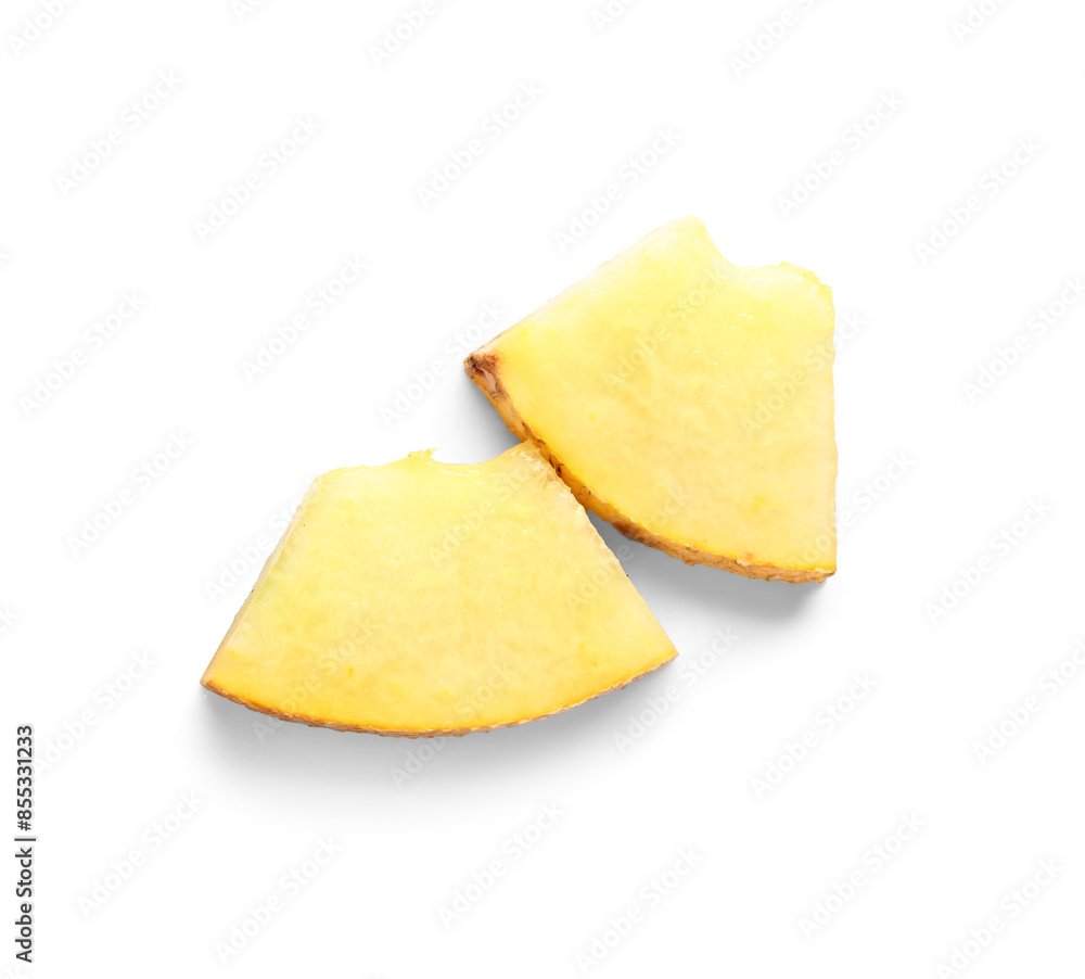 Pieces of sweet melon on white background Pieces of sweet melon on white background