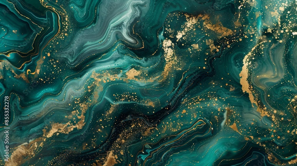 Abstract teal and gold marbled background with fluid patterns and metallic accents, perfect for trendy design projects and elegant decor. Abstract teal and gold marbled background with fluid patterns and metallic accents, perfect for trendy design projects and elegant decor.
