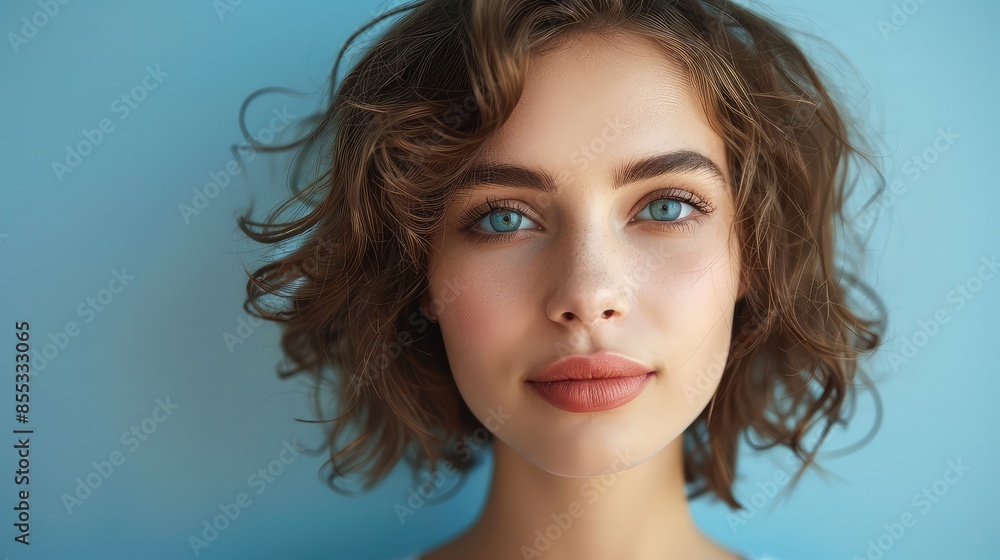 Portrait of a Young Girl with Freckles and Blue Eyes in Soft Focus Background Portrait of a Young Girl with Freckles and Blue Eyes in Soft Focus Background