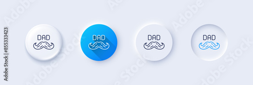 Father day line icon. Neumorphic, Blue gradient, 3d pin buttons. Best dad sign. Retro barbershop symbol. Line icons. Neumorphic buttons with outline signs. Vector