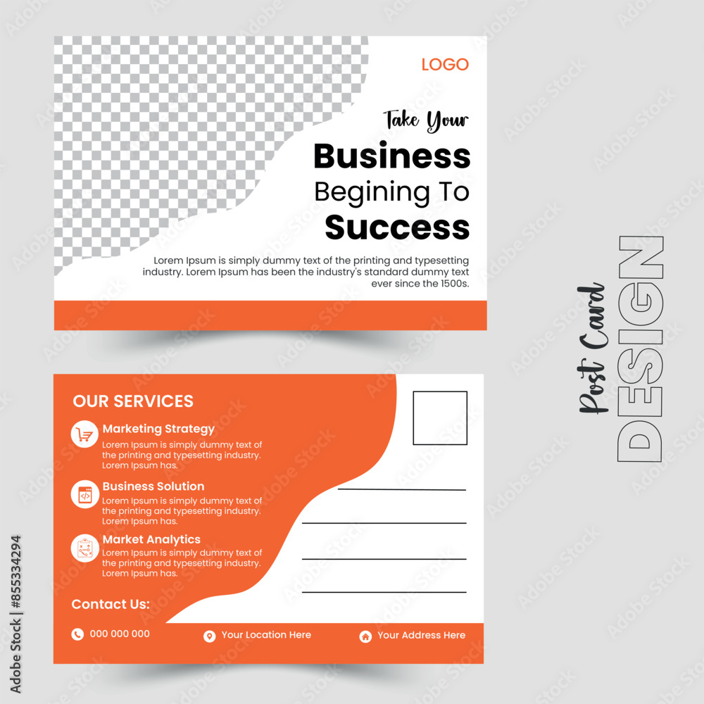 Fototapeta Creative, Modern, Unique, Clean, and Professional Corporate Company Business Post Card Template Design.	