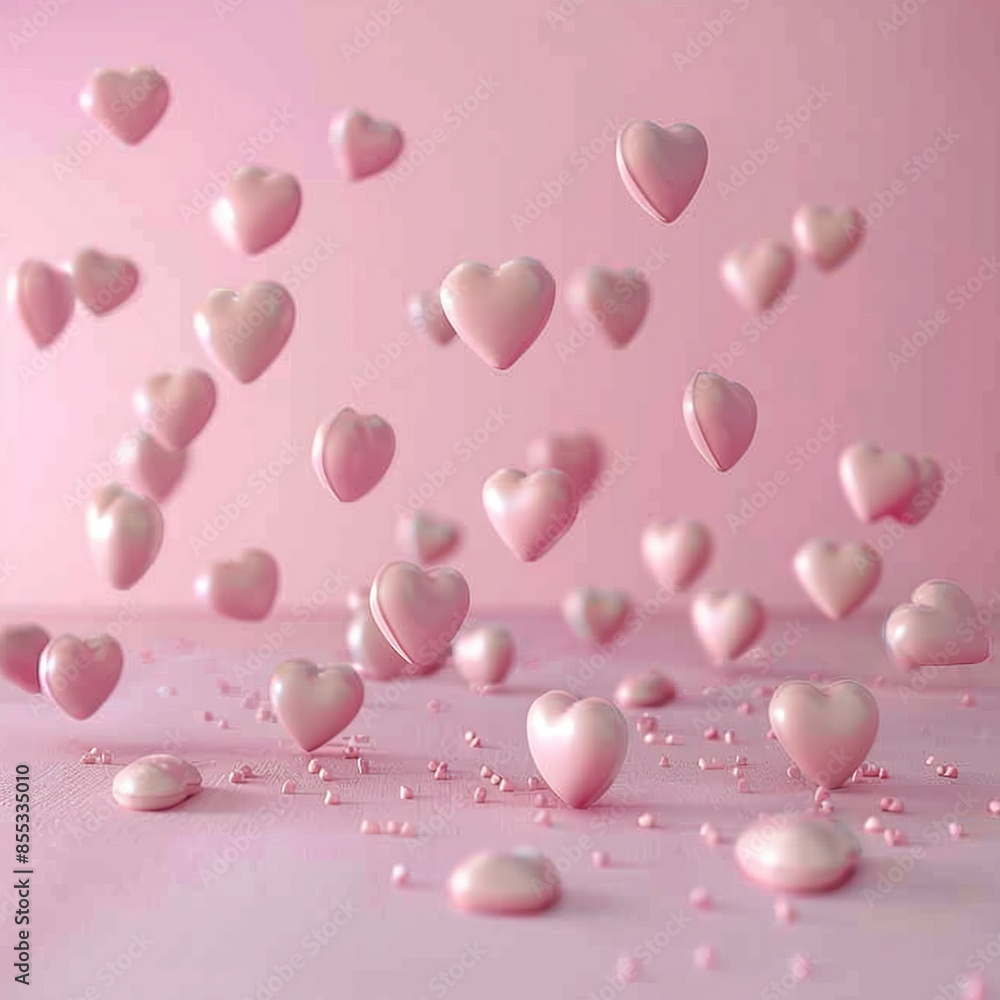 Valentine's day background with pink hearts. 3d rendering Valentine's day background with pink hearts. 3d rendering