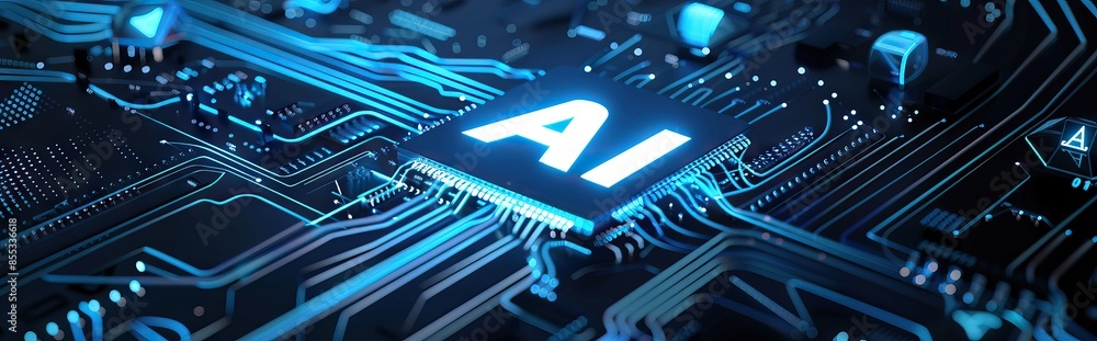 Artificial Intelligence in a complex and modern GPU card 3D rendering. AI generated illustration Artificial Intelligence in a complex and modern GPU card 3D rendering. AI generated illustration