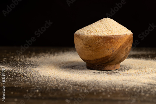 fresh crumbly bread crumbs from dehydrated white bread photo