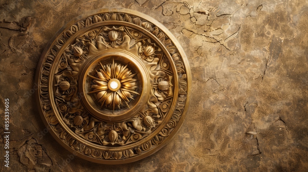 Golden Bronze Compass Rose Decoration in Artistic Studio Golden Bronze Compass Rose Decoration in Artistic Studio