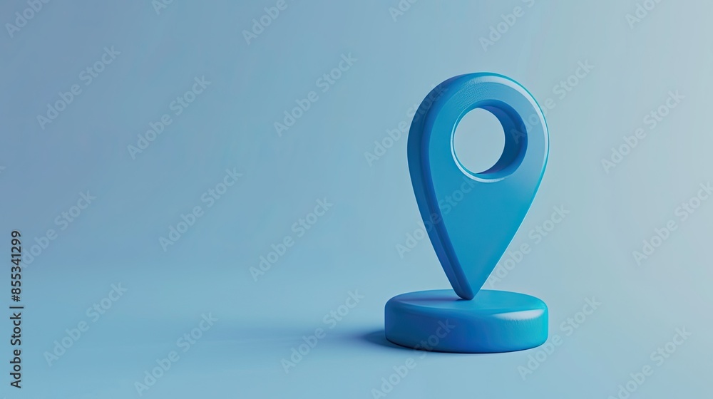 A blue location pin against a white gradient background A blue location pin against a white gradient background