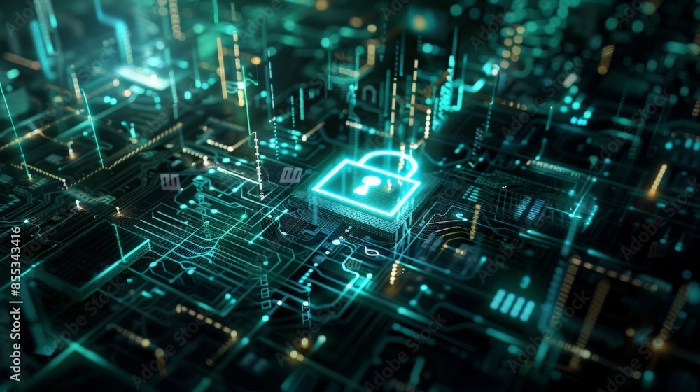 Futuristic Digital Interface: Virtual Cityscape with Cybernetic Graphics Futuristic Digital Interface: Virtual Cityscape with Cybernetic Graphics