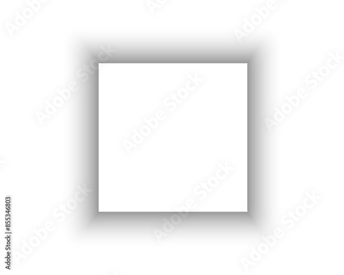 Shadow effect of square packing box or picture. Soft blurry rectangular shape. Squared shade on floor or wall isolated on white background. Vector realistic illustration.