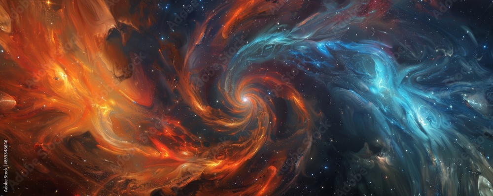 Abstract cosmic swirl with vibrant colors, deep space art. Mystical universes concept Abstract cosmic swirl with vibrant colors, deep space art. Mystical universes concept