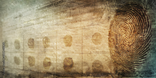 Investigation and fingerprint police form.  Background on the theme of crime, police, fbi, detective, investigation, consequent; inquiry; inquest. Also the topic of security, identification etc.