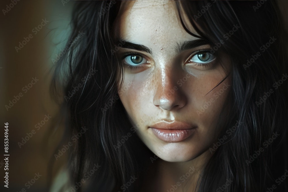 Woman's Profile: Intense and Serious Expression Woman's Profile: Intense and Serious Expression