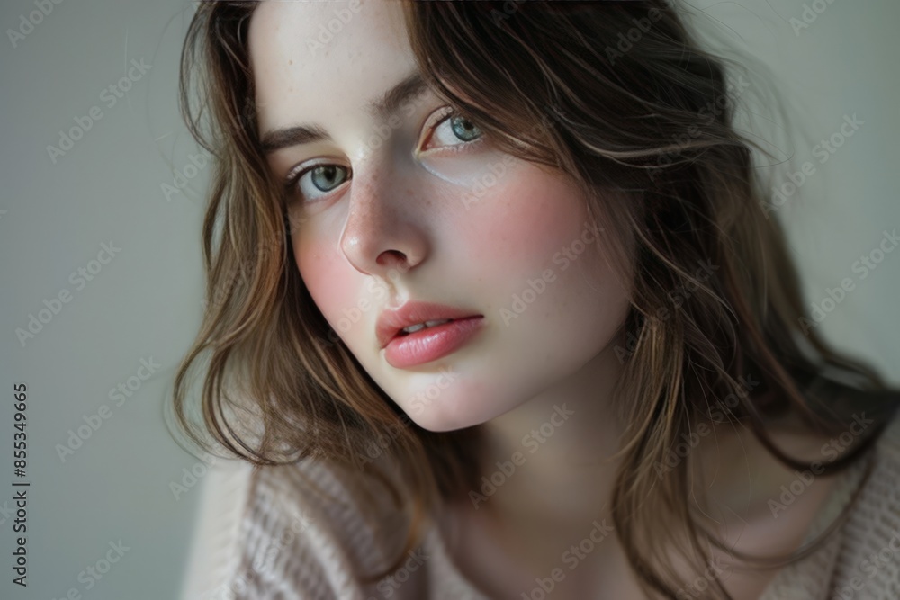 Contemplative Portrait of a Young Woman with Expressive Eyes Contemplative Portrait of a Young Woman with Expressive Eyes