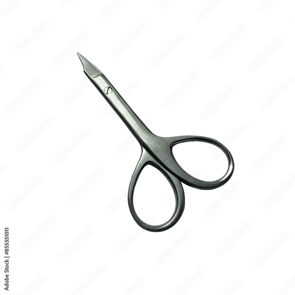 Nail scissors made of stainless steel for making manicure, accessory for nail care, modern trendy beauty salon equipment, isolated image, clipping path, soft focus Nail scissors made of stainless steel for making manicure, accessory for nail care, modern trendy beauty salon equipment, isolated image, clipping path, soft focus