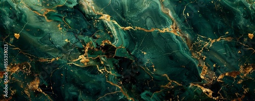 Abstract green and gold marble texture, luxurious background. Elegant design concept