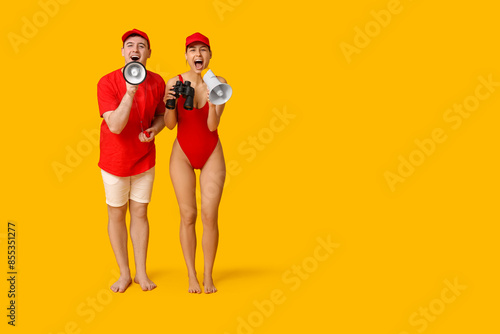 Lifeguards with binoculars ...