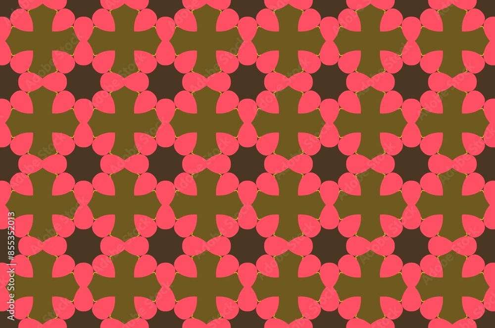 A pattern design of a pink booming flowers and brown cross in middle A pattern design of a pink booming flowers and brown cross in middle
