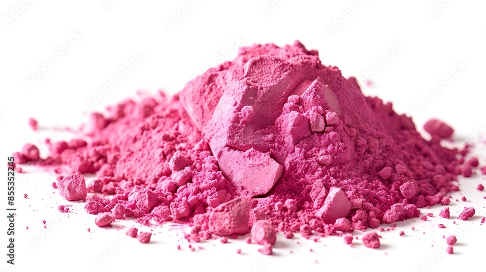 Pink pile of pigment powder on a white background Pink pile of pigment powder on a white background