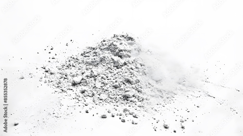 White pile of pigment powder on a white background White pile of pigment powder on a white background