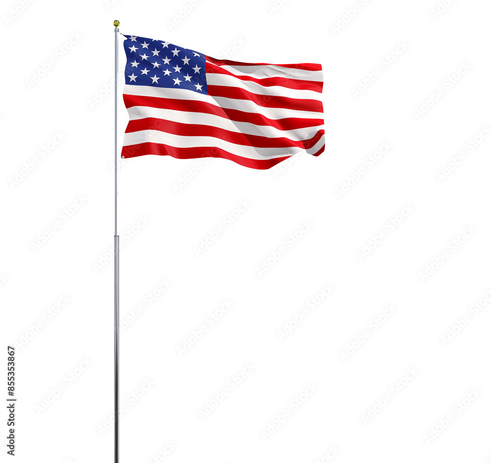 Fototapeta premium american flag waving, USA flag pole
