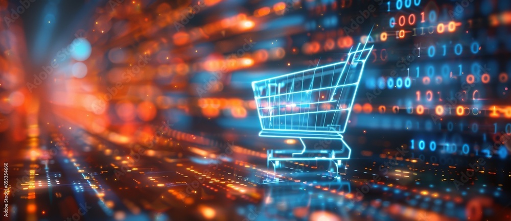 abstract futuristic background with digital shoping cart abstract futuristic background with digital shoping cart