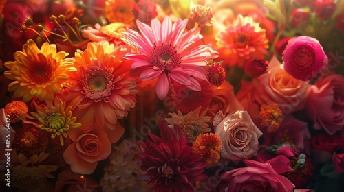 Wallpaper Mural Vibrant Flower Arrangement: A Close-up of a Colorful Bouquet in Full Bloom Torontodigital.ca