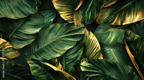 Wallpaper Mural Tropical Leaves Wallpaper: Vibrant Green and Yellow Color Scheme for Home Decor, Nature-Inspired Design Background Torontodigital.ca