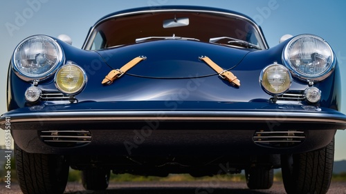 Hood of a blue car