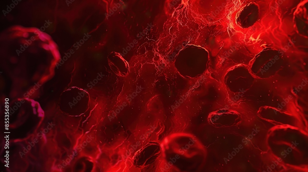 Red Nebula with Glowing Spheres Red Nebula with Glowing Spheres