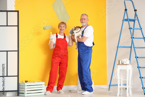 Mature couple with dog pain...