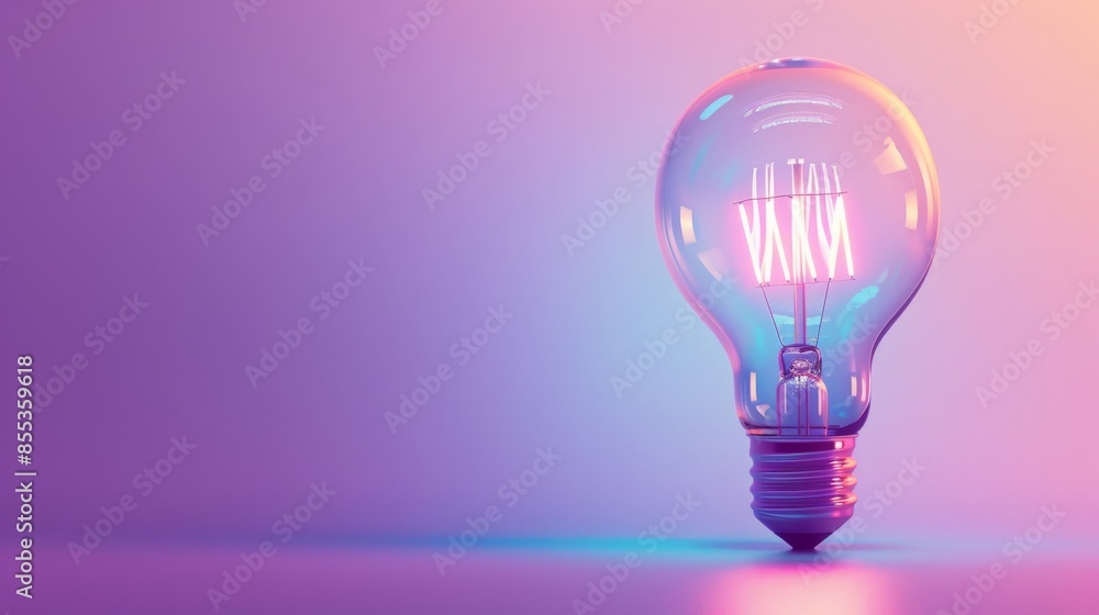 Colorful light bulb on a gradient background, creative innovation concept Colorful light bulb on a gradient background, creative innovation concept