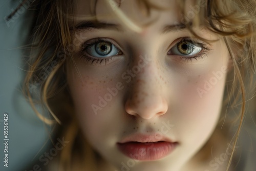 Wallpaper Mural Contemplative Close-up Portrait of a Young Female with Blue Eyes Torontodigital.ca