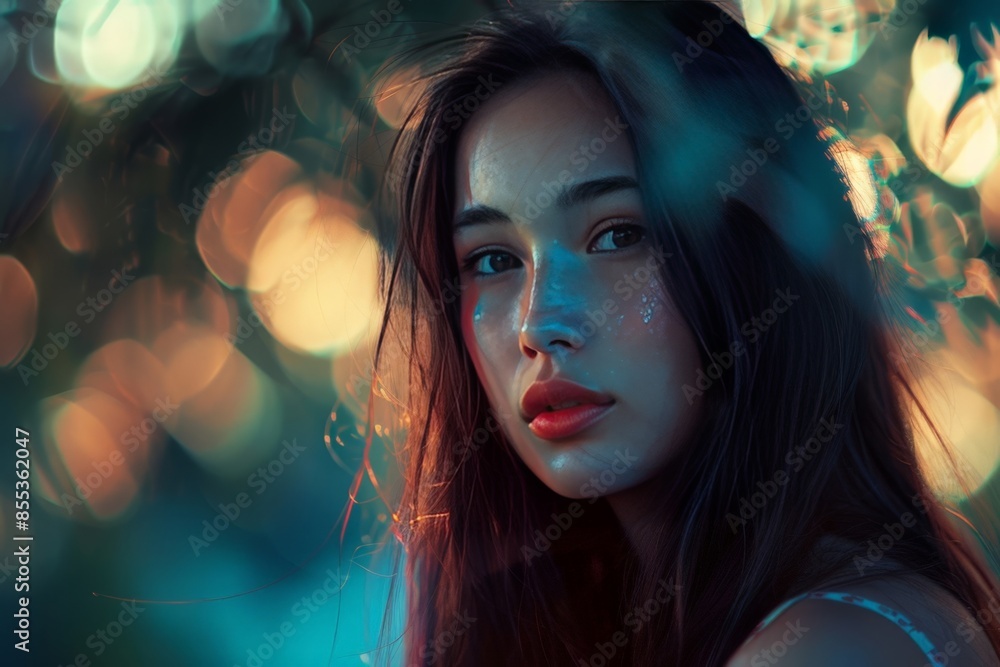 Female Portrait with Blurred Background, Soft Focus on the Face, and Depth of Field Effect Female Portrait with Blurred Background, Soft Focus on the Face, and Depth of Field Effect