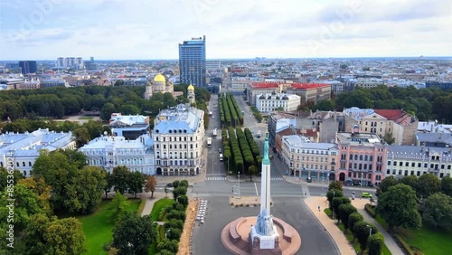 Top view of the old town of Riga with beautiful colorful buildings in Riga city, Latvia.
