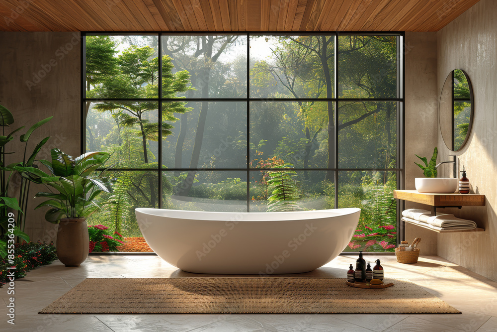 Fototapeta premium Bathroom with Large Window