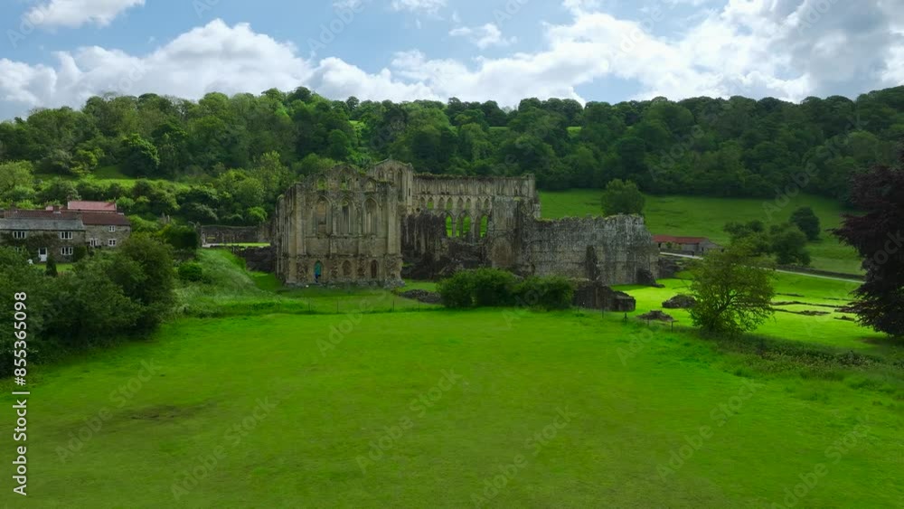 Rievaulx Abbey from a drone, North York Moors National Park, North Yorkshire, England Rievaulx Abbey from a drone, North York Moors National Park, North Yorkshire, England