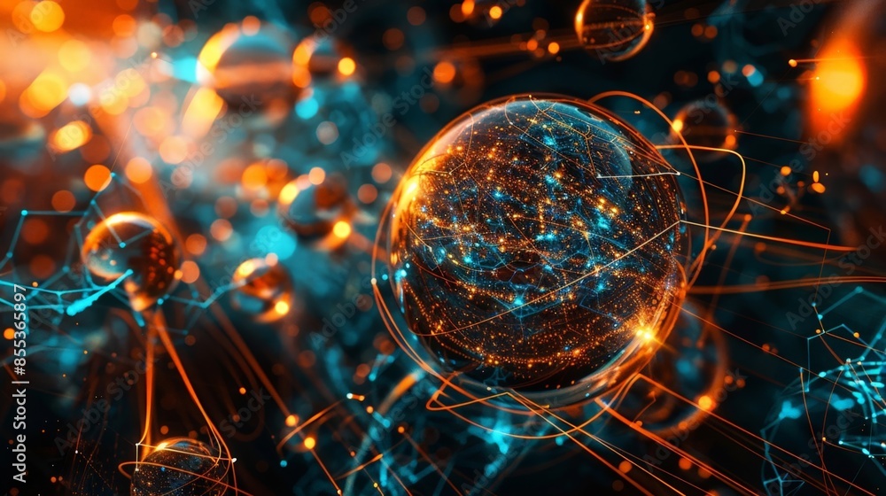 Cyberspace Technology: Digital Globe Surrounded by Advanced AI and Quantum Computing Cyberspace Technology: Digital Globe Surrounded by Advanced AI and Quantum Computing