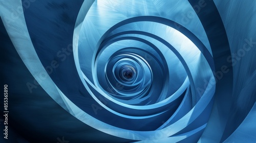 Abstract Spiral Pattern with Blue Hues and White Center, Ideal for Science, Art, and Design Concepts.