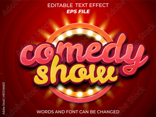 comedy show text effect, font editable, typography, 3d text. vector template