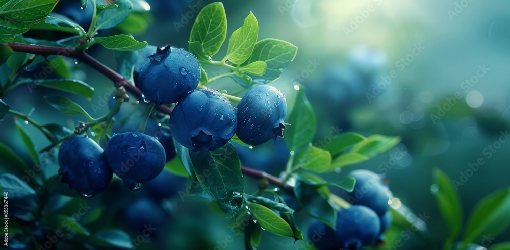 Vibrant Blueberries on a Plant, Nature's Sweet Treat Vibrant Blueberries on a Plant, Nature's Sweet Treat